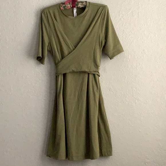 Lululemon Dresses & Skirts - Lululemon Cotton Wrap Front Dress with Crew Neck and Short Sleeves